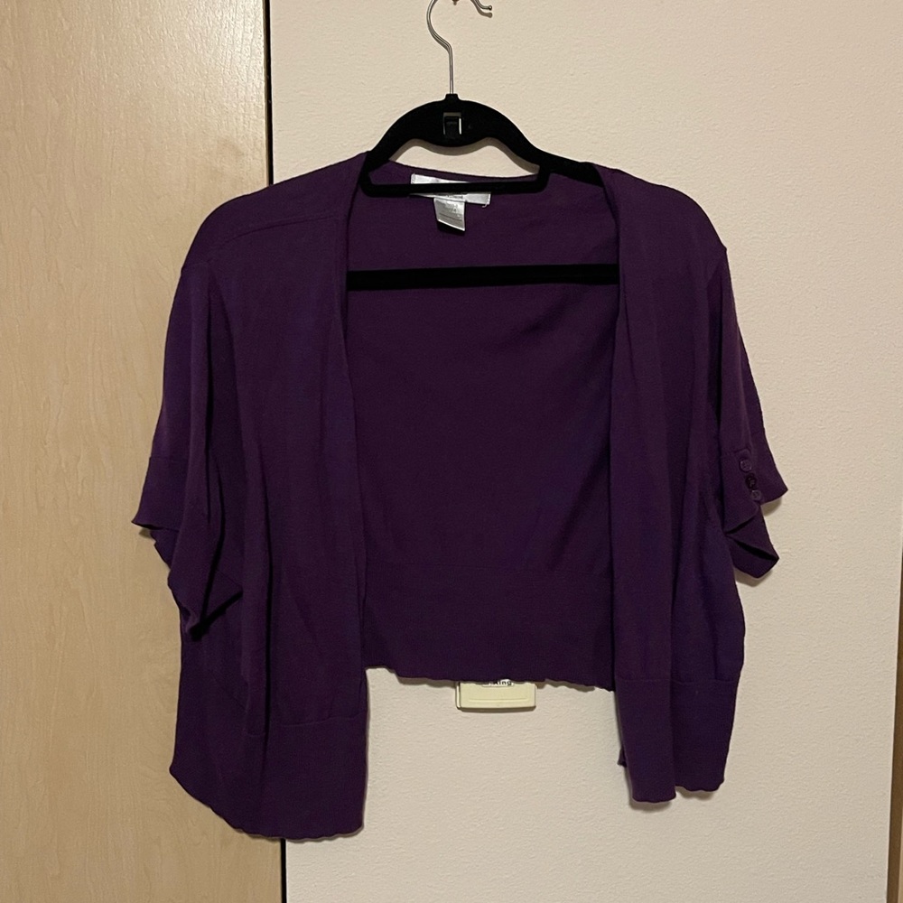 Avenue size 22/24 purple cropped cardigan/shoulder cover up